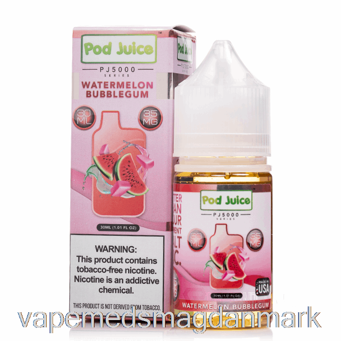 Vape Uden Nikotin Vandmelon Bubblegum - Pod Juice Pj5000 - 30ml 55mg